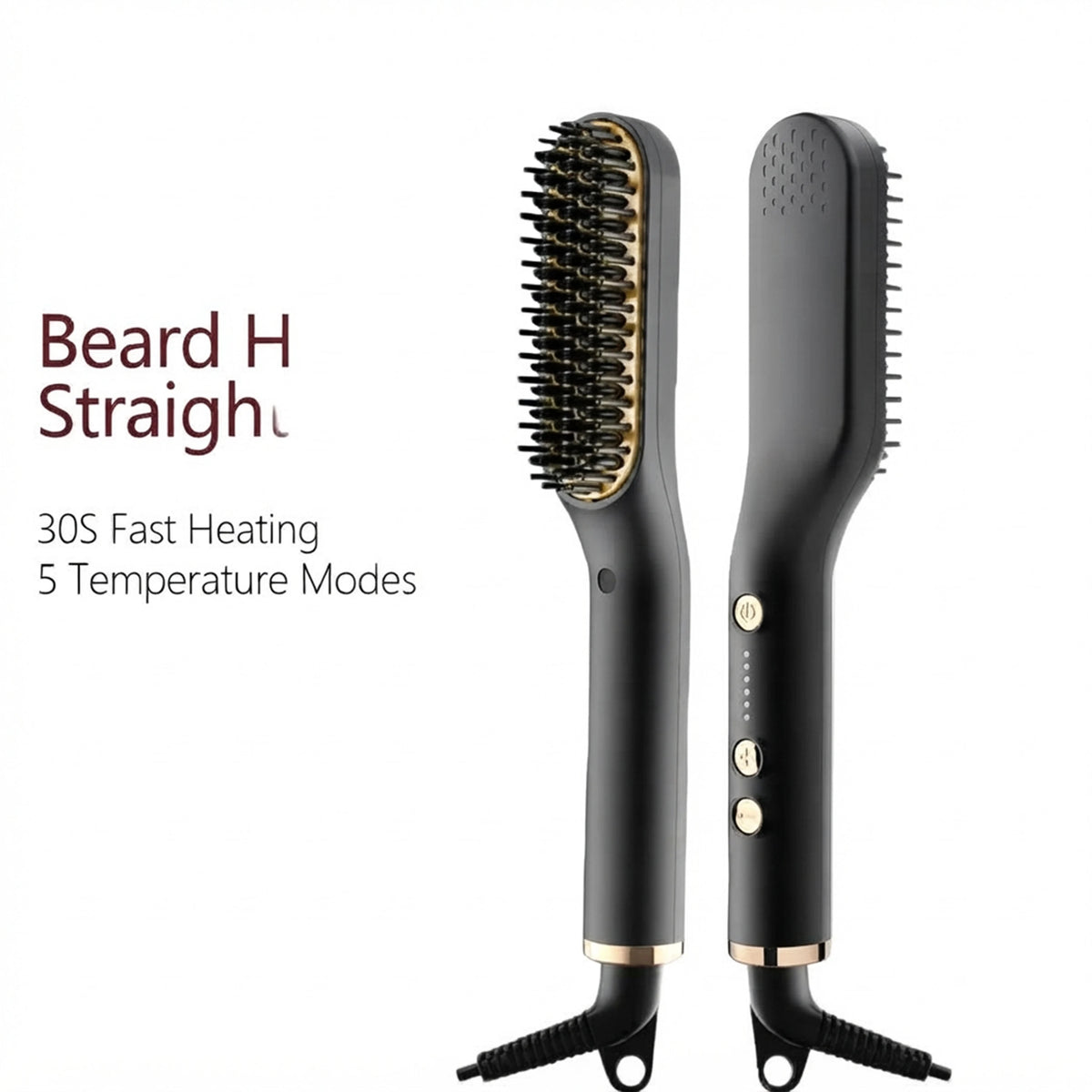 Mens Heated Beard Straightening Brush Ceramic Styling Comb