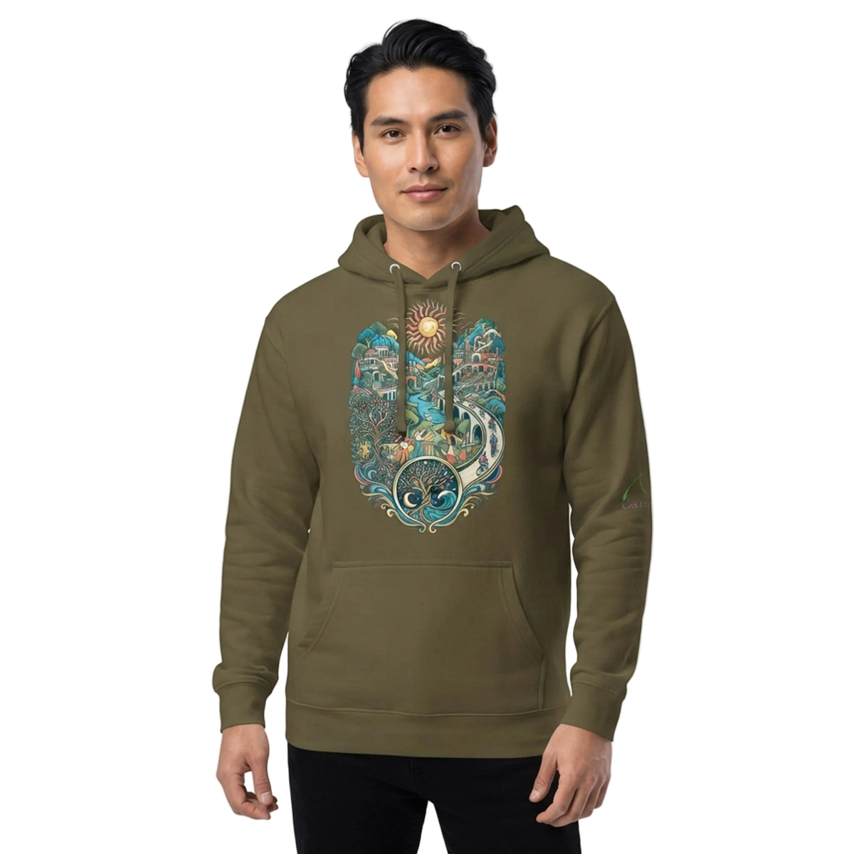 Sunlit Riverside Garden Journey Pullover Hoodie
