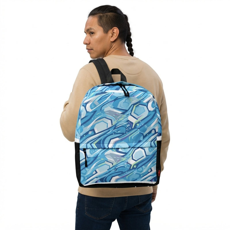 Electric Blue Geometric Motion Backpack