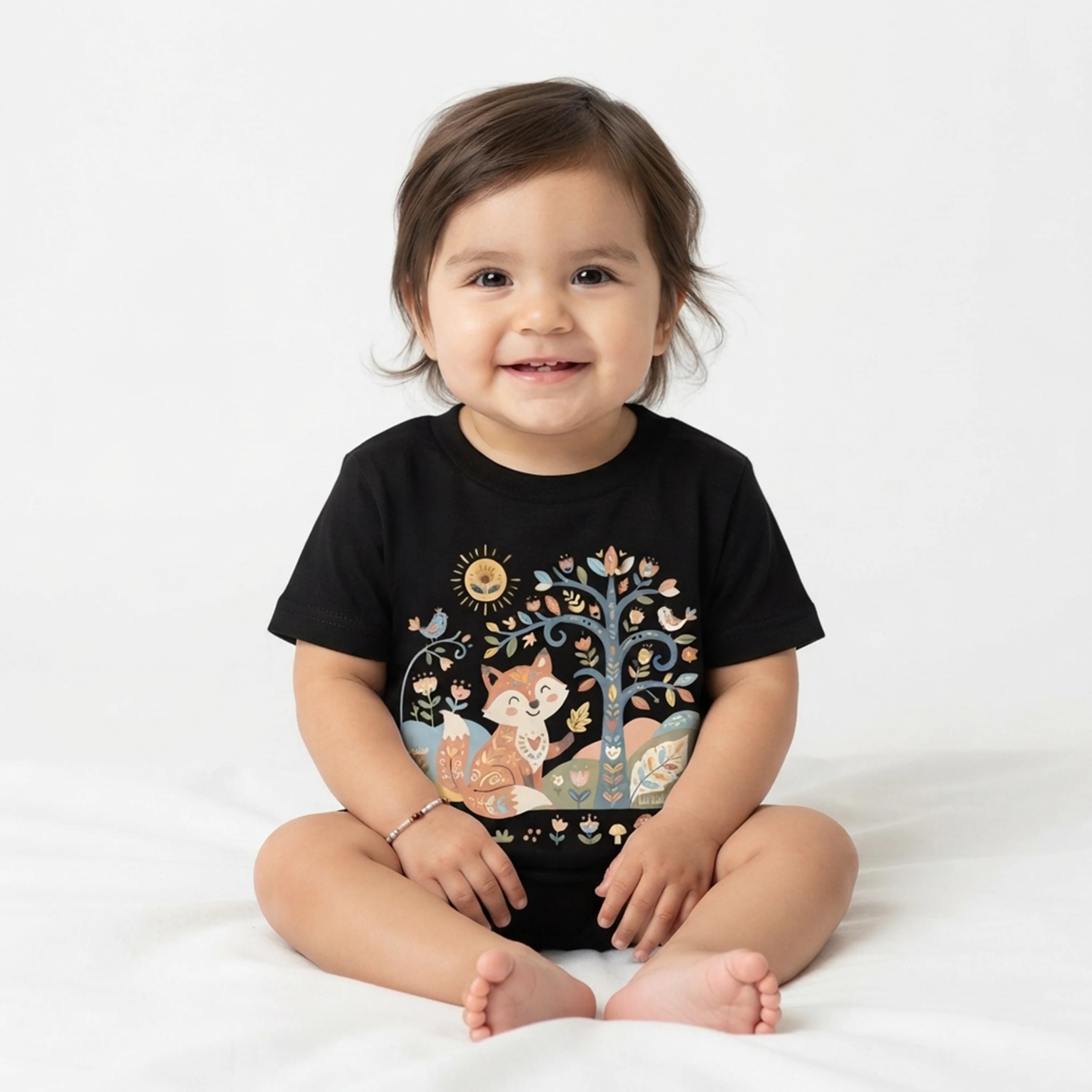 Nordic folk art fox baby t-shirt