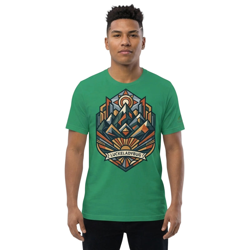 Geometric Mountain Sunrise Emblem T-Shirt