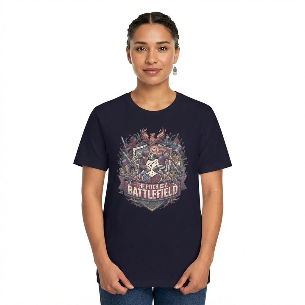 Soccer Battlefied Graphic Women's Relaxed T-Shirt - THE PITCH IS