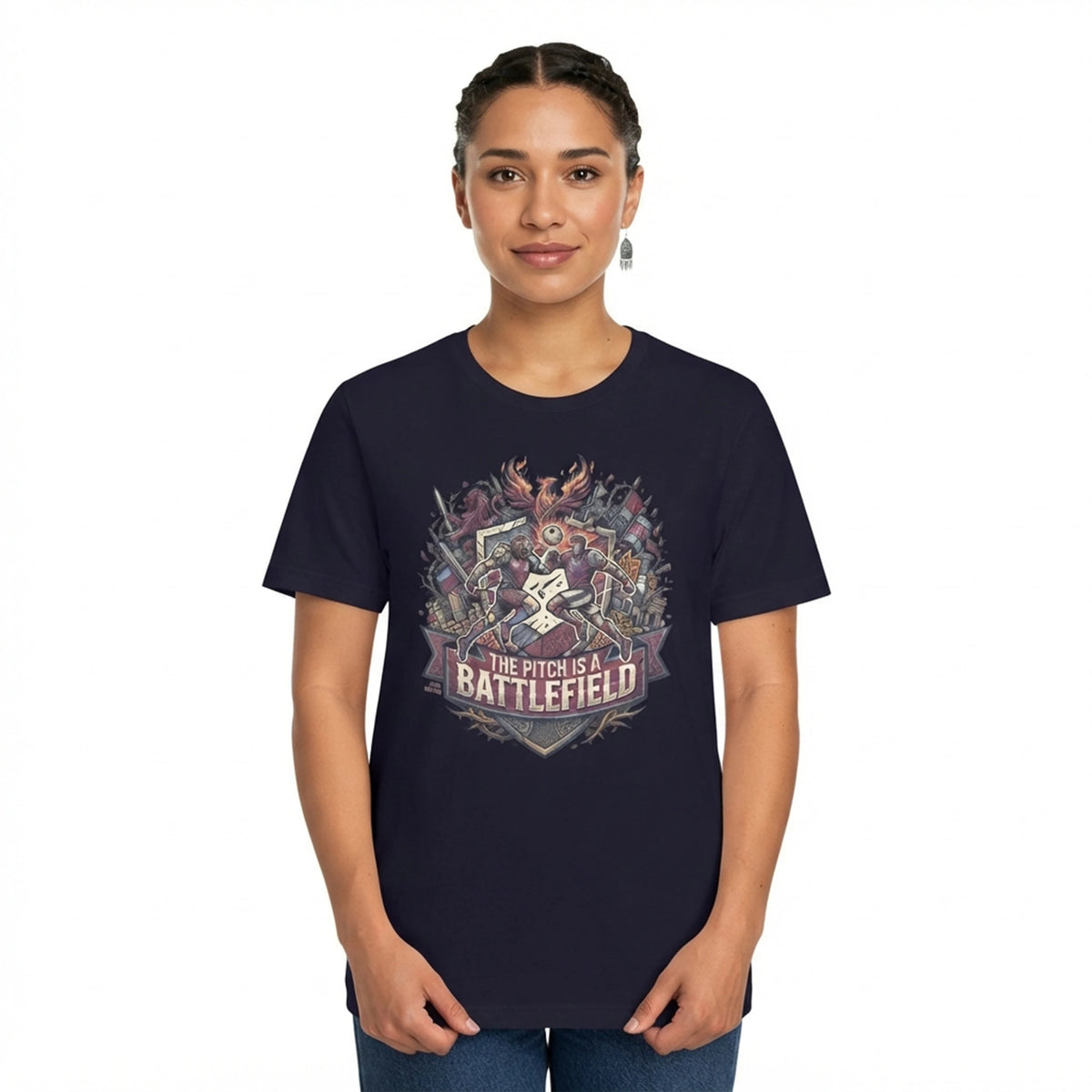 Soccer Battlefied Graphic Women's Relaxed T-Shirt - THE PITCH IS