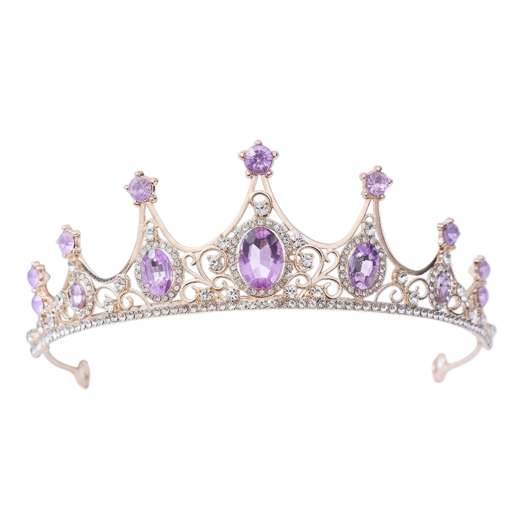 Womens Purple Rose Red Crystal Bridal Crown Tiara