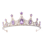 Womens Purple Rose Red Crystal Bridal Crown Tiara
