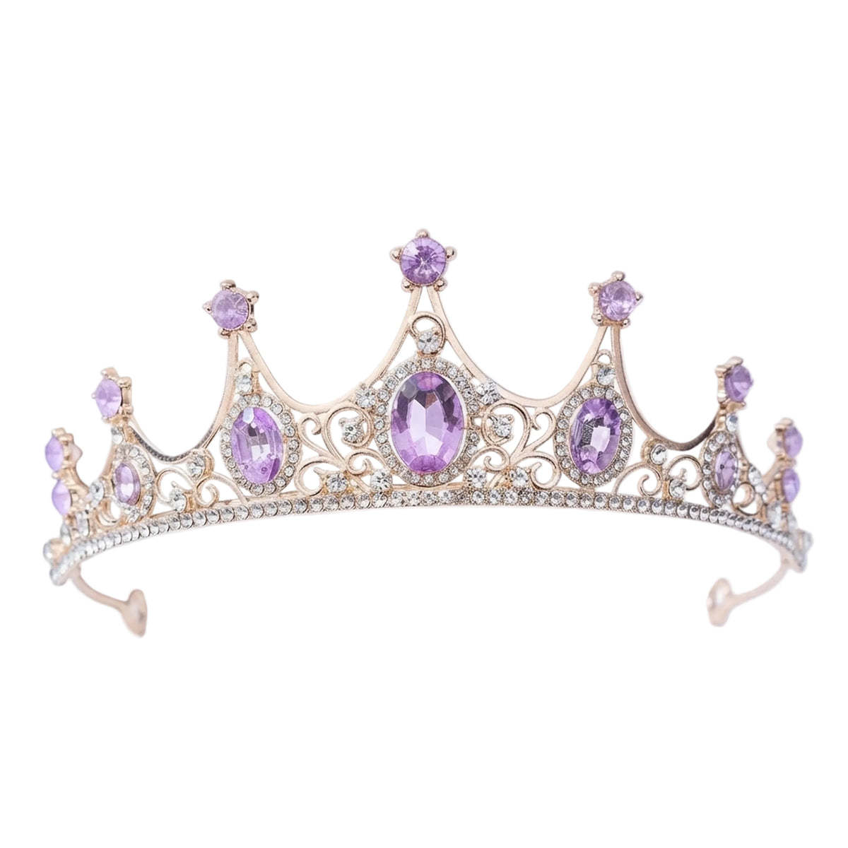Womens Purple Rose Red Crystal Bridal Crown Tiara