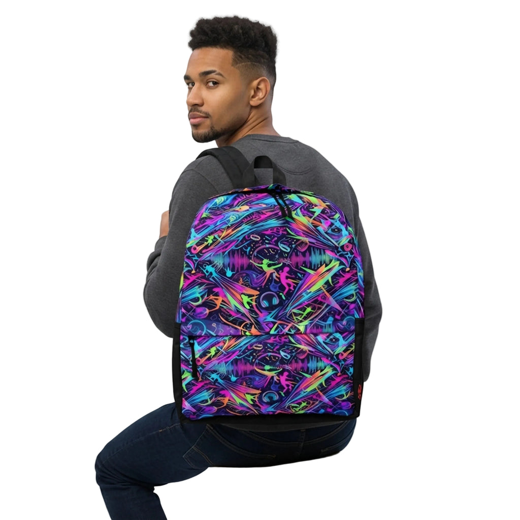 Neon Music Sports Graffiti Pattern Backpack