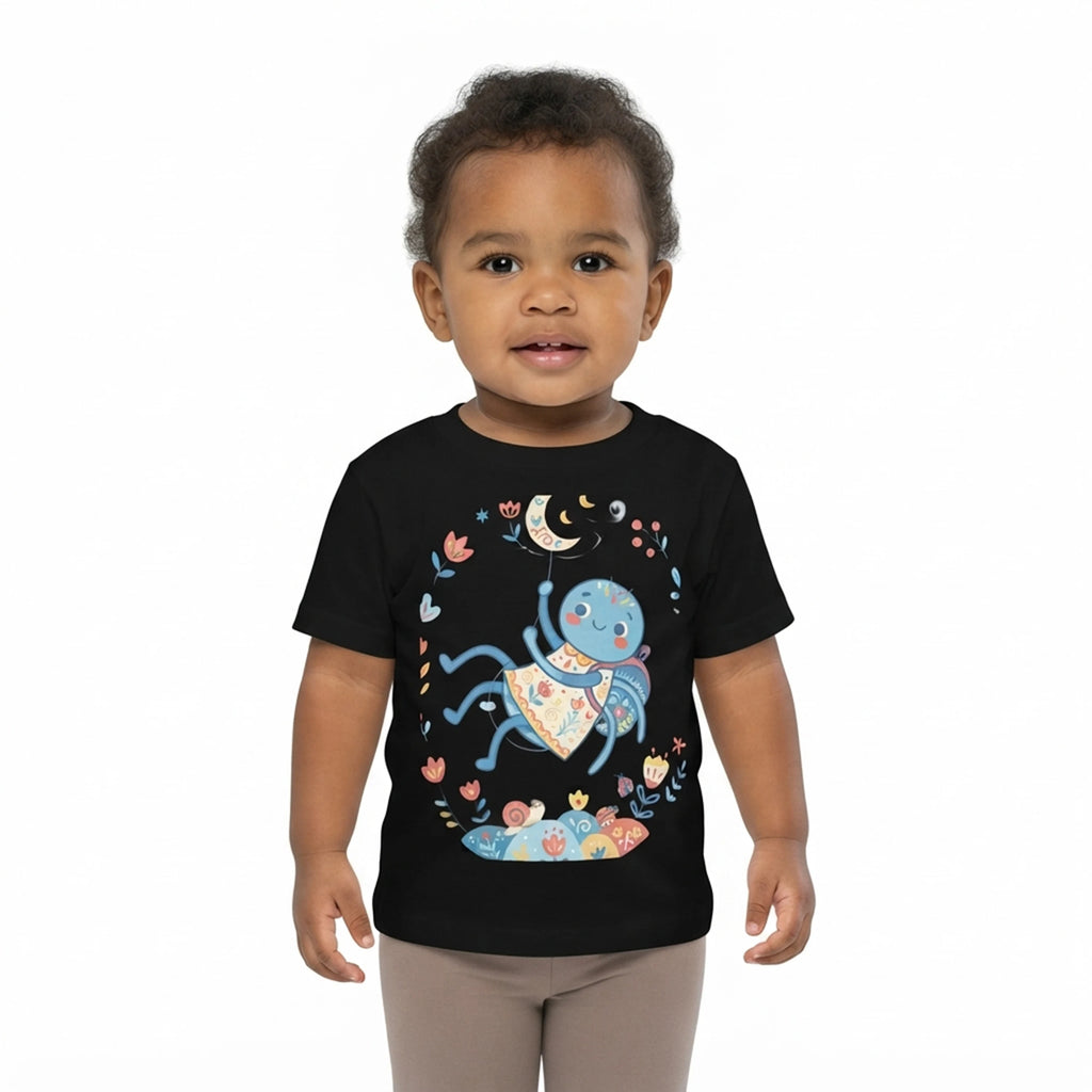 Cute Spider Moon Floral Baby T-Shirt