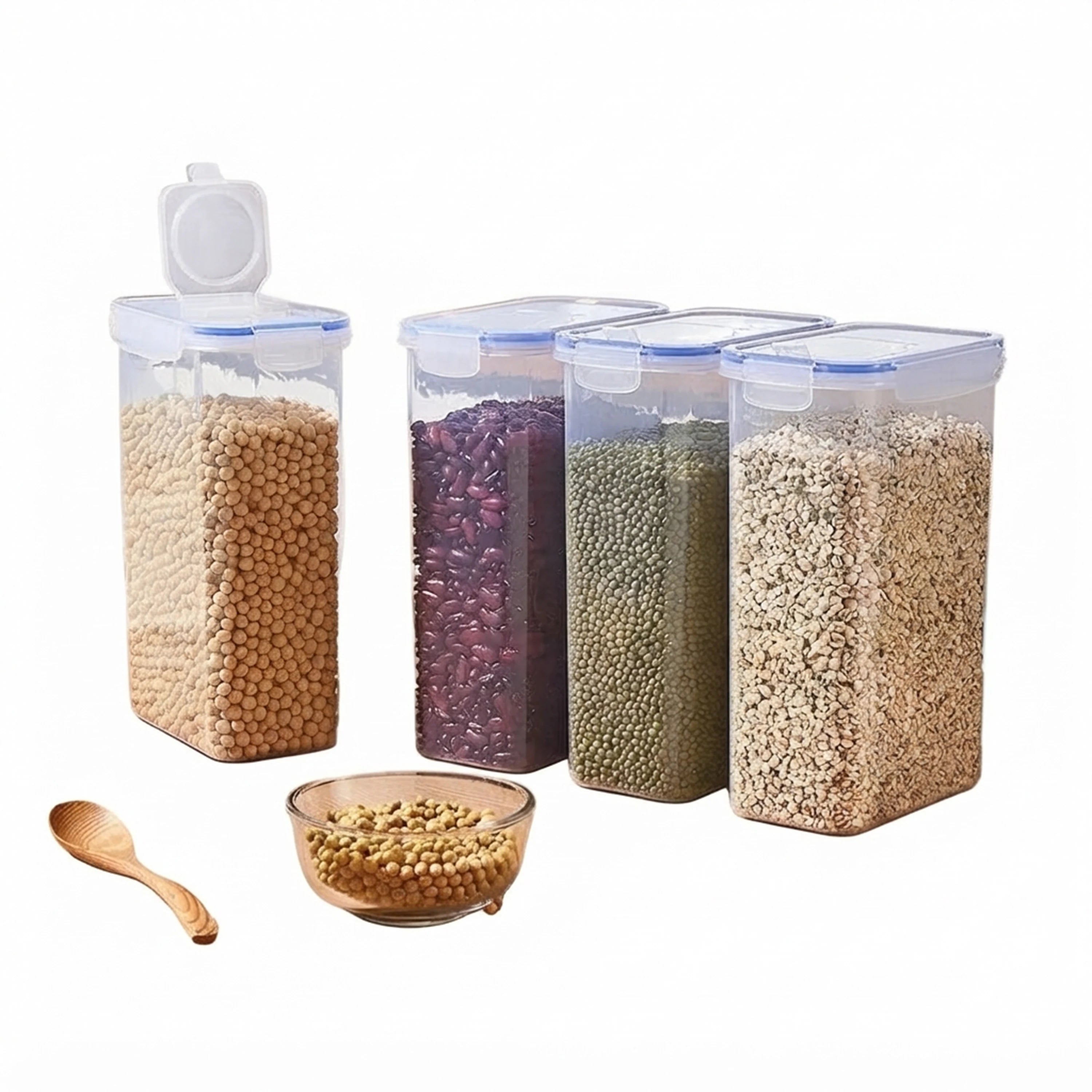 Stackable Food Storage Containers with Lids for Kitchen Pantry