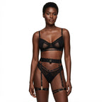 Women's 4 - Piece Lingerie Set with Garter Belt, Matching Bra and Panty