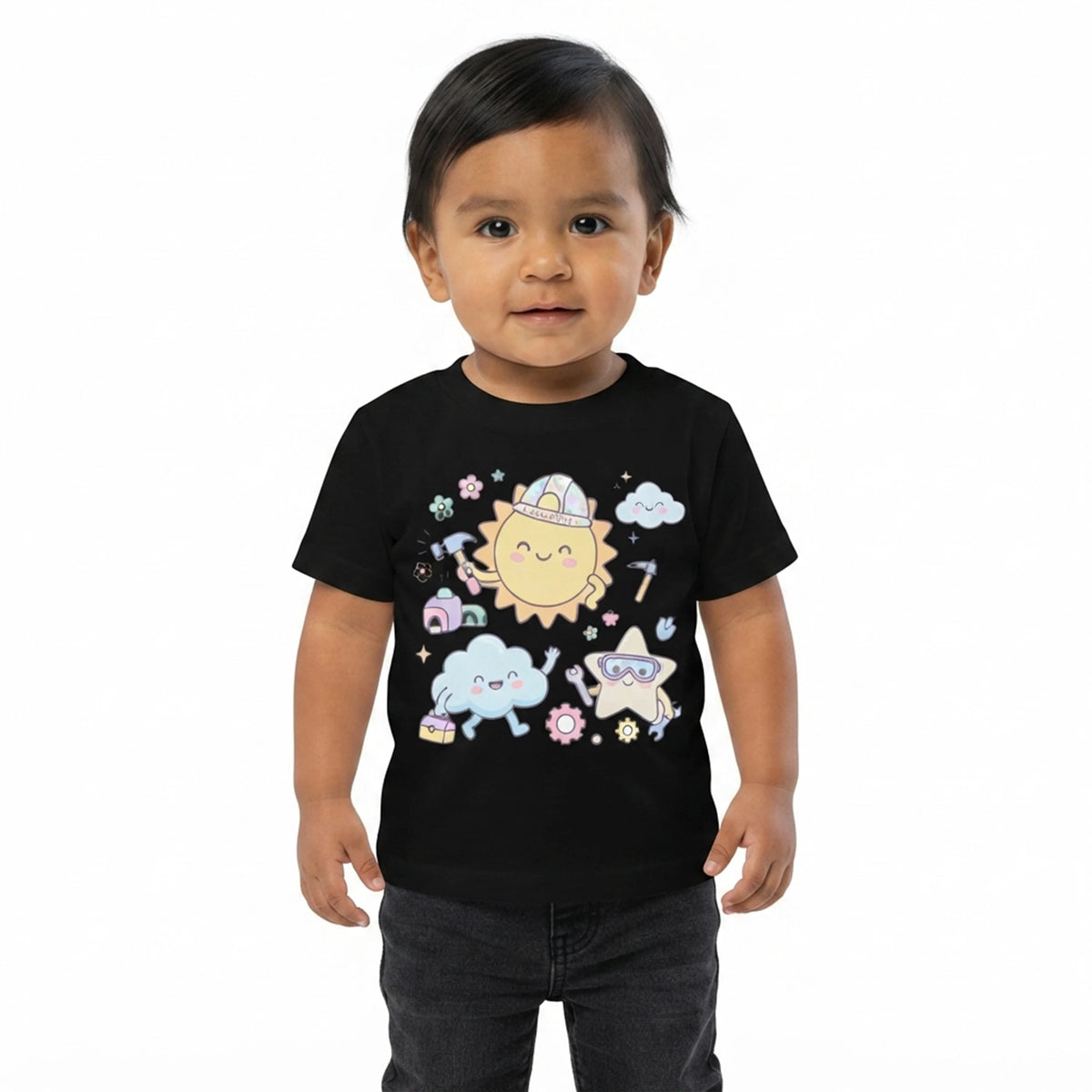 Kawaii Working Sun And Tool Friends Baby T-Shirt