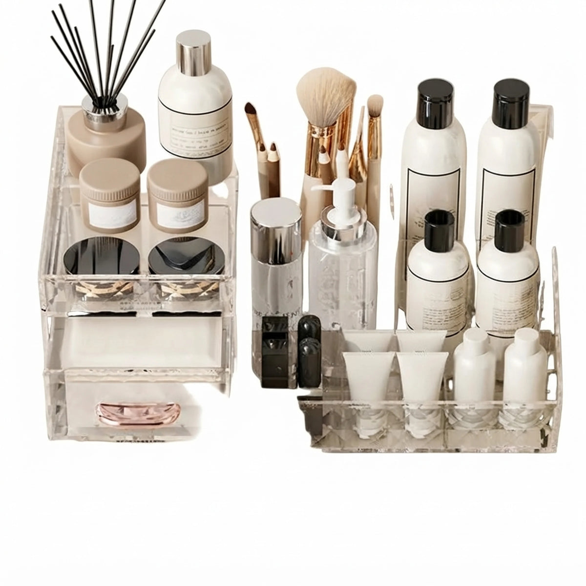 Large Capacity Makeup Organizer with Transparent Drawer