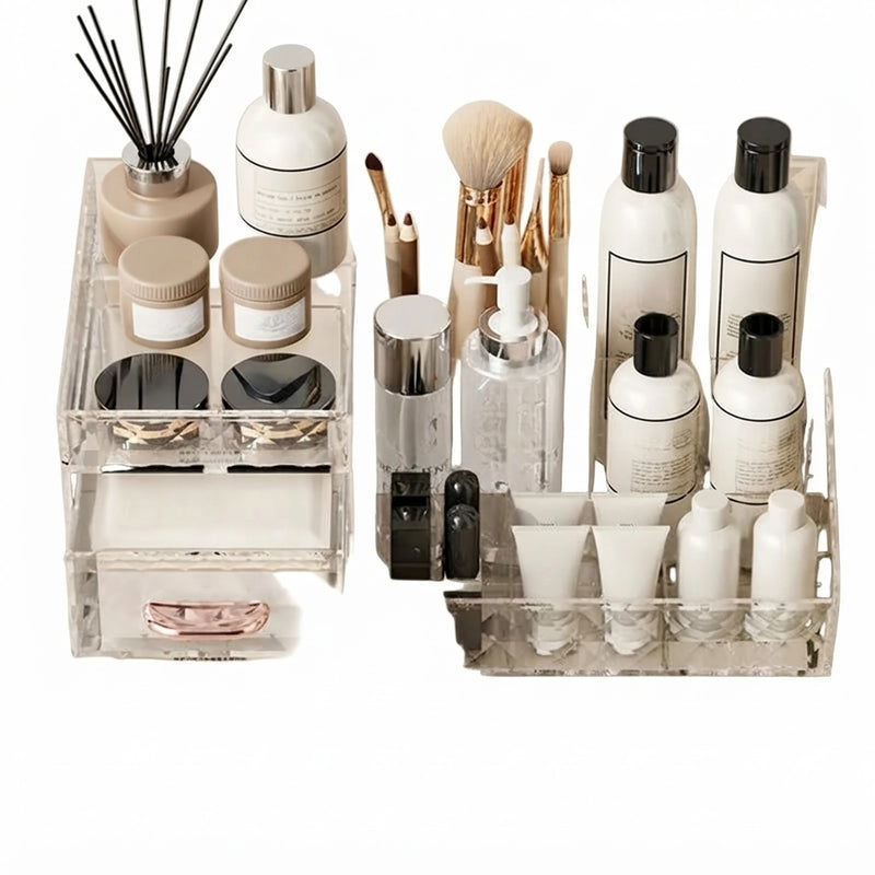 Large Capacity Makeup Organizer with Transparent Drawer