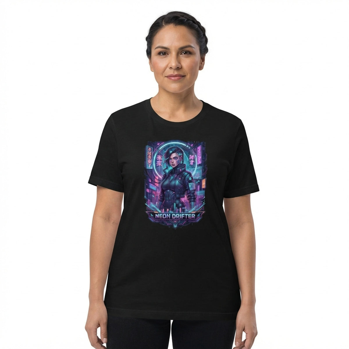 Cyberpunk Neon Drifter Anime Graphic Women's Relaxed T-Shirt - LIGHTS