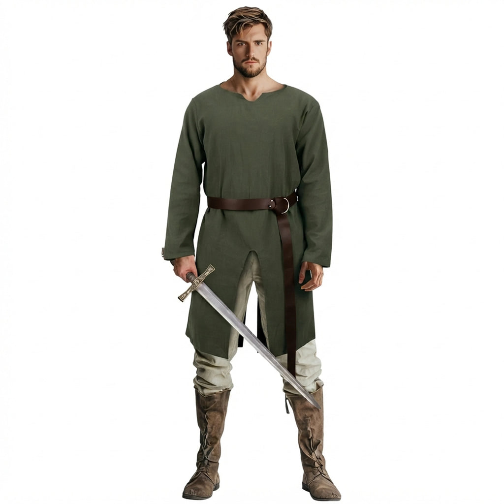 Mens Medieval Green Tunic Renaissance Costume Shirt