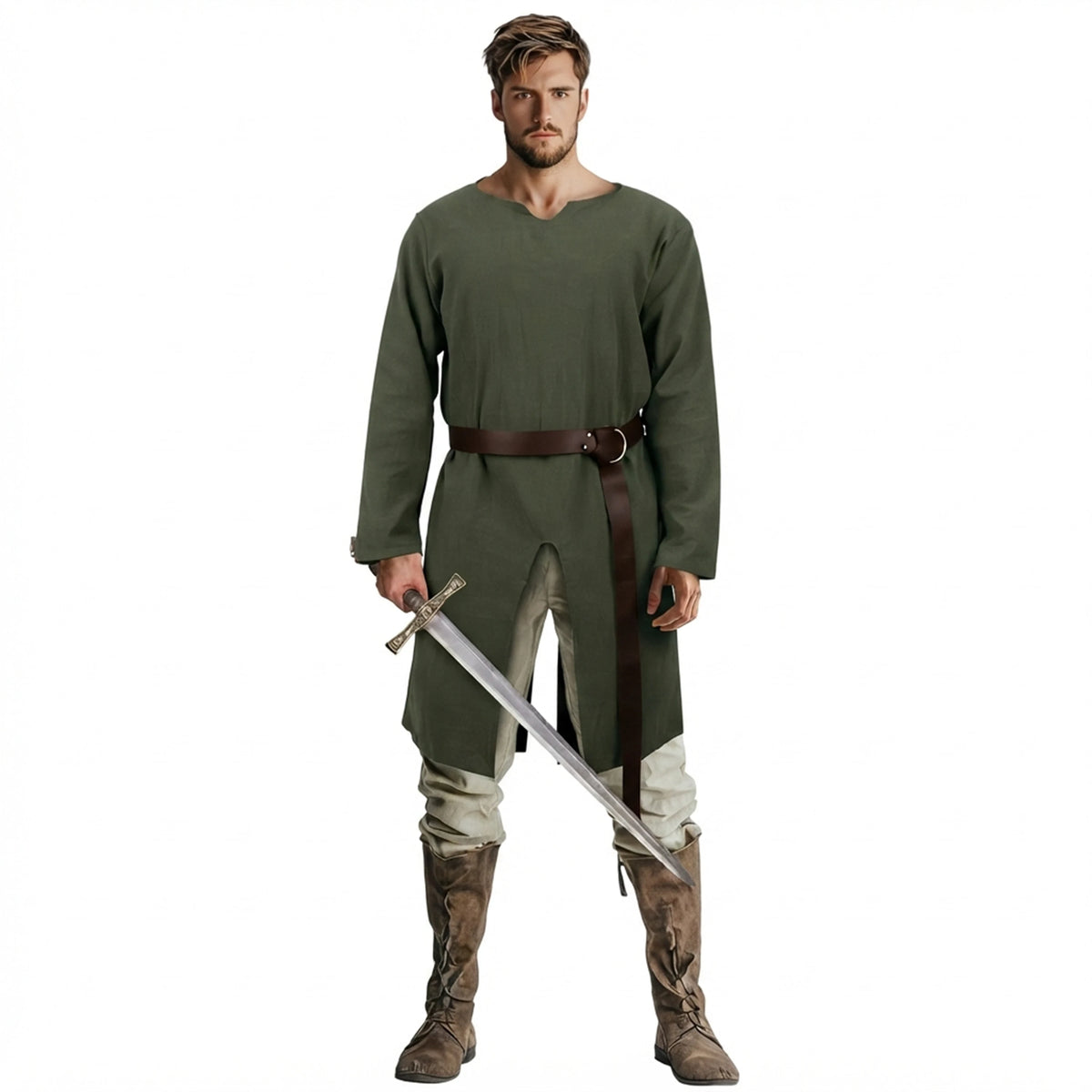 Mens Medieval Green Tunic Renaissance Costume Shirt