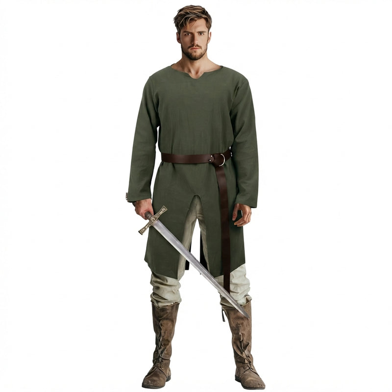 Mens Medieval Green Tunic Renaissance Costume Shirt