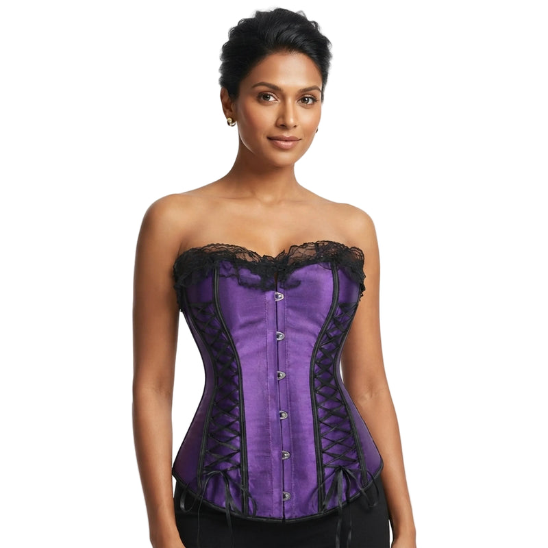 Womens Vintage Purple Print Corset