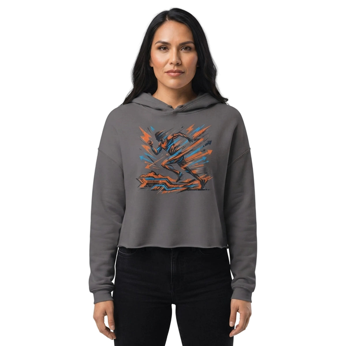 Dynamic Sprint Runner Cropped Hoodie