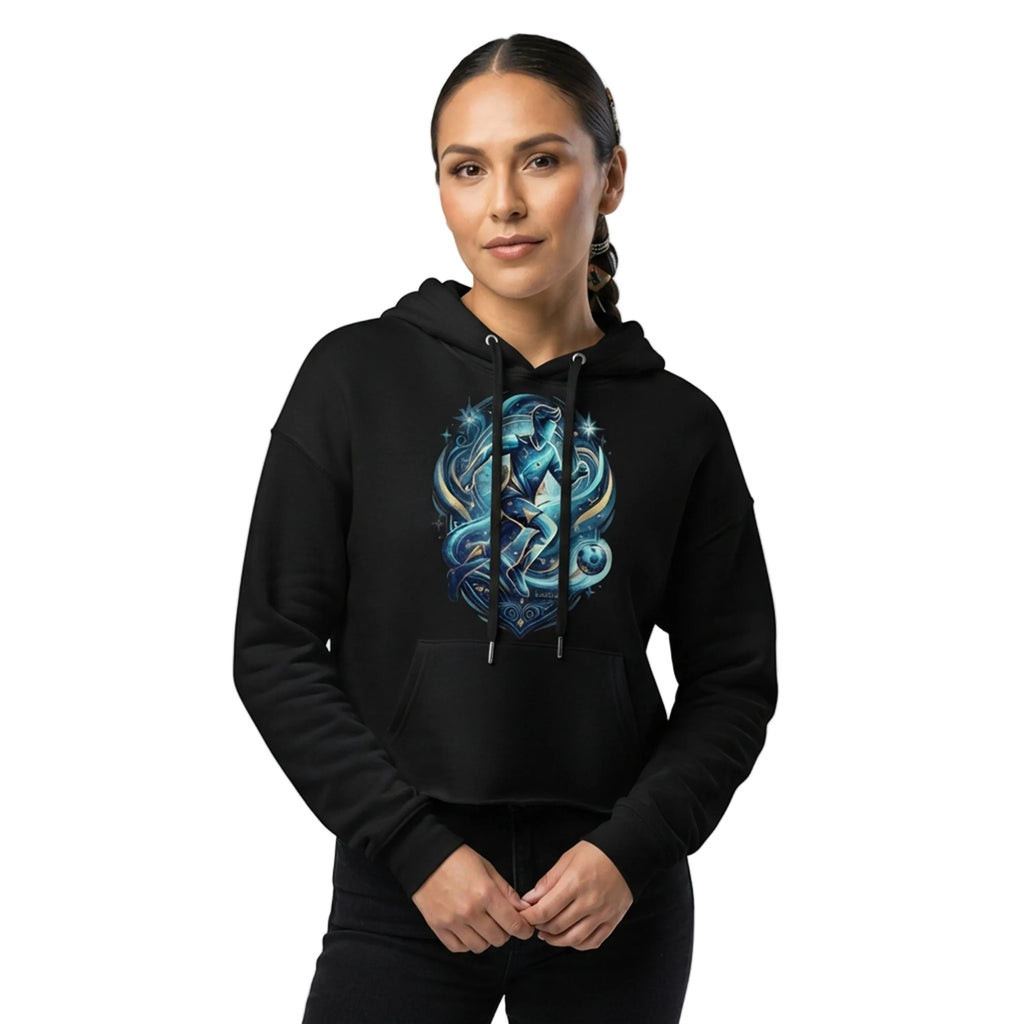 Celestial Soccer Runner Women's Cropped Hoodie