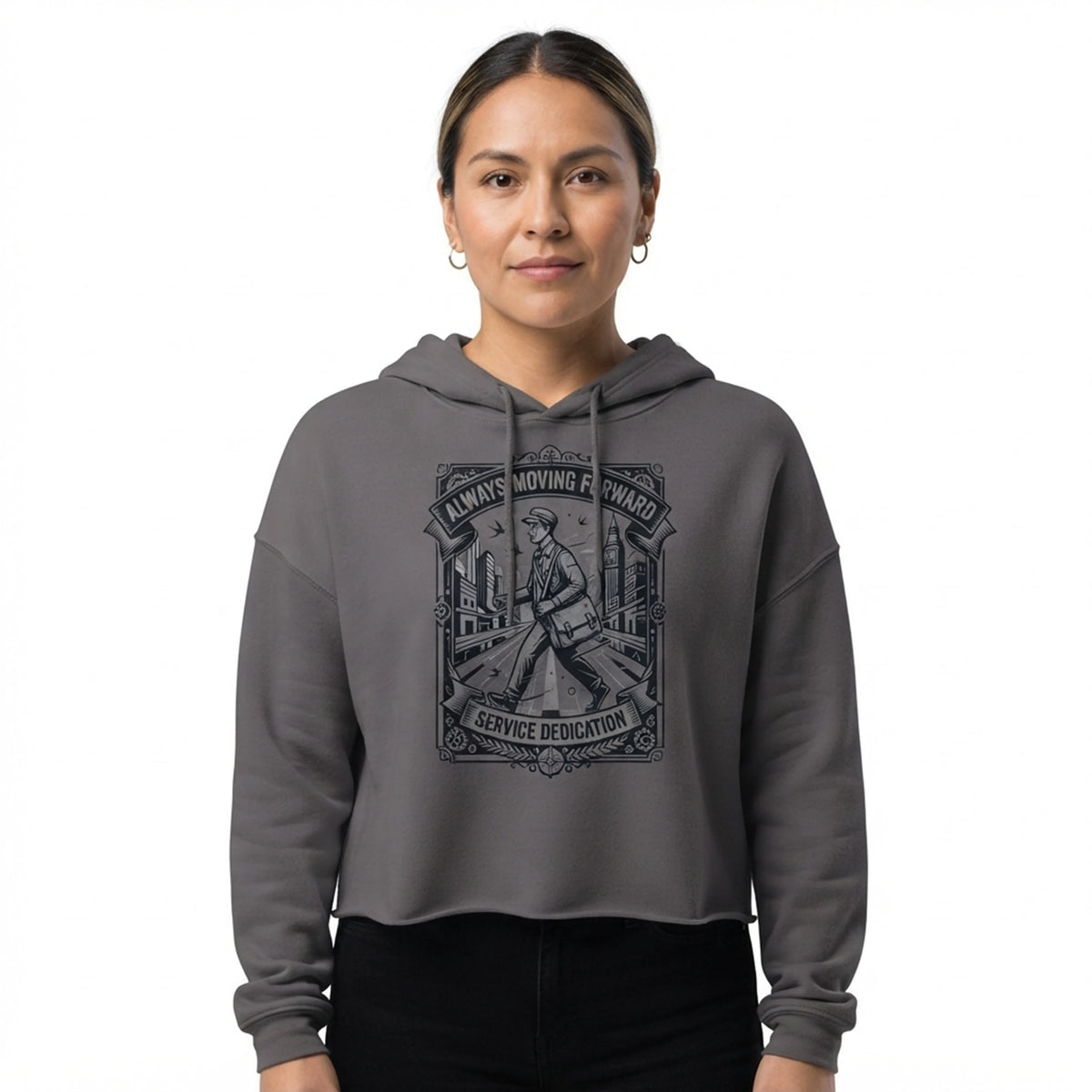 Always Moving Forward Service Dedication Cropped Hoodie