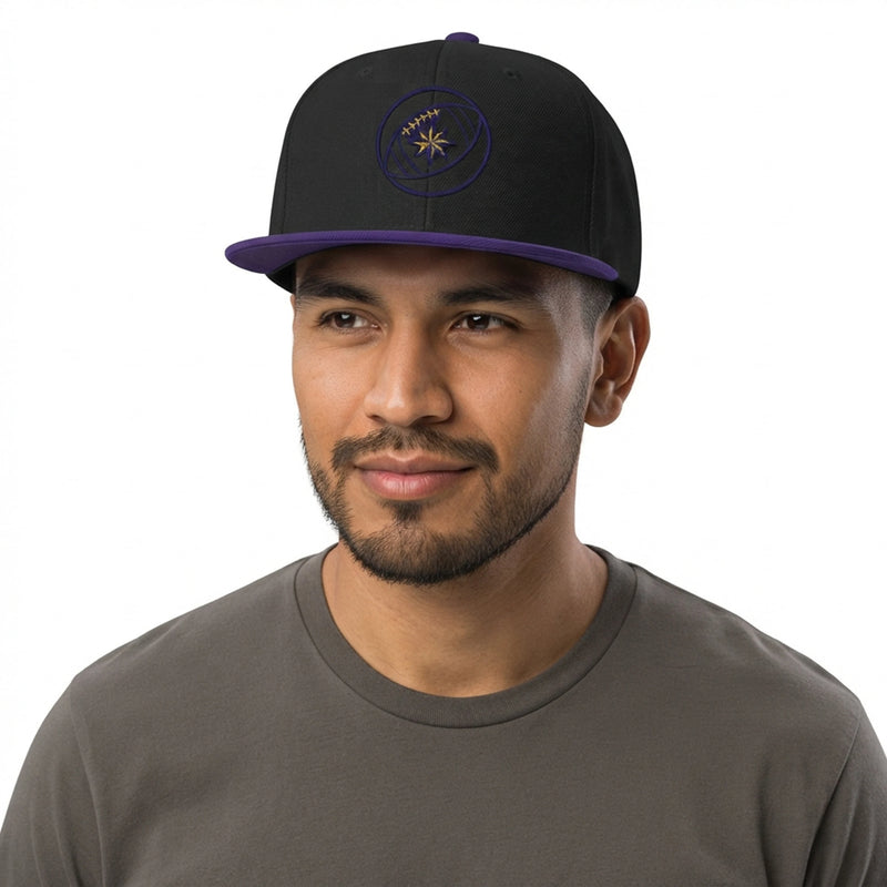 Football Star Circle Embroidered Snapback Hat