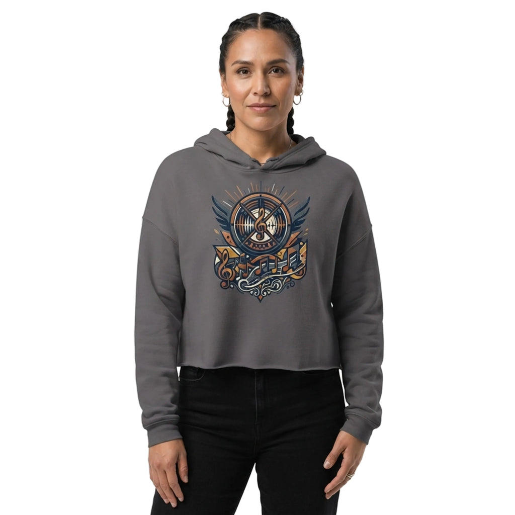 Vintage Musical Notes Women's Cropped Hoodie