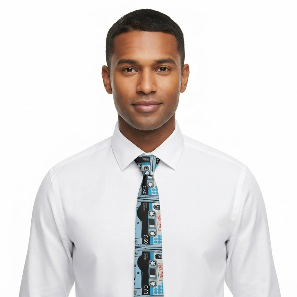 Retro Cassette Music Tape Knit Tie