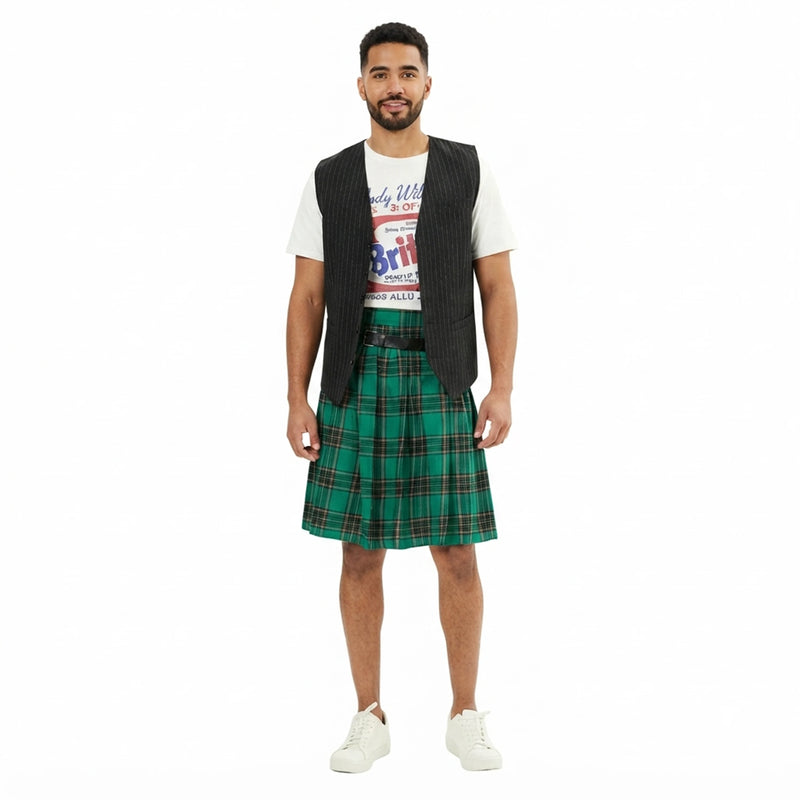 Traditional Scottish Highland Tartan Kilt with Bilateral Belt