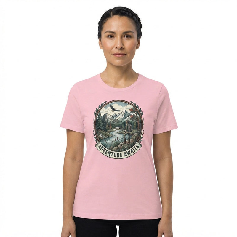 Mountain River Hiking Adventure Womens T-Shirt - AWAITS