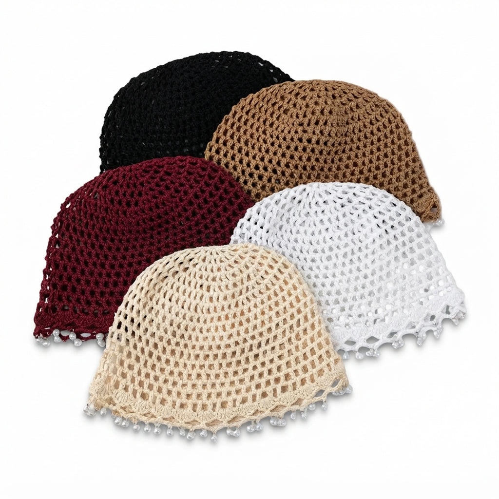 Lightweight Open - Knit Water Pearl Style Beanie Hat