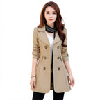 Women Double - Breasted Lace Trench Coat