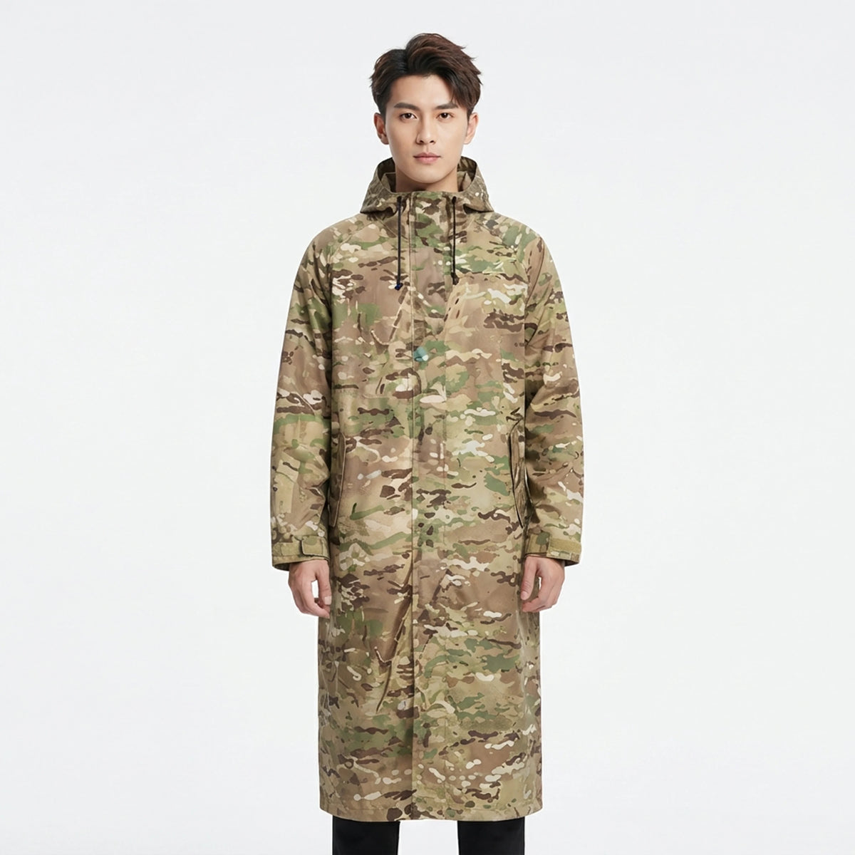 Camouflage Long Raincoat Tactical Camo Waterproof Fishing Hiking