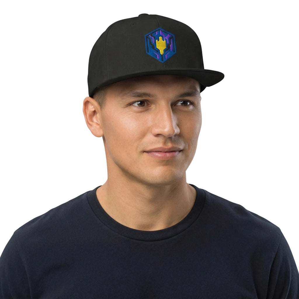 Geometric Blue Gold Circuit Emblem Snapback