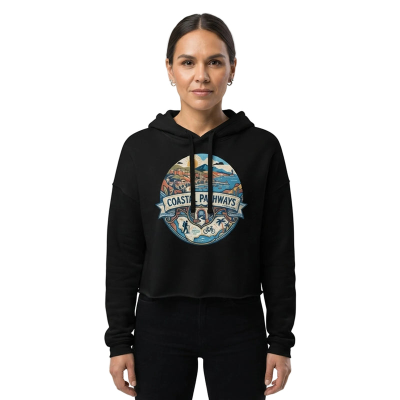 Coastal Pathways Scenic Adventure Cropped Hoodie