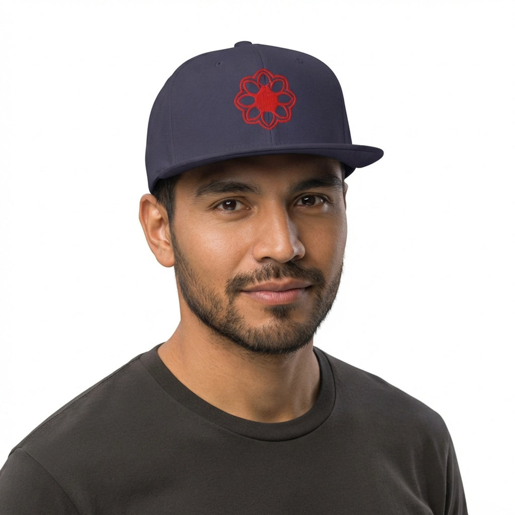 Ladybug on Flower Floral Embroidered Snapback Hat