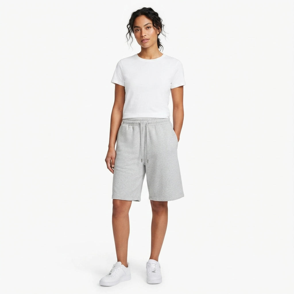 Women's High Waisted Wide Leg Lounge Sweat Shorts with Pockets