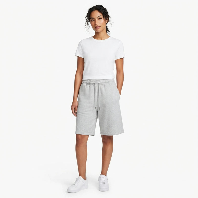 Women's High Waisted Wide Leg Lounge Sweat Shorts with Pockets