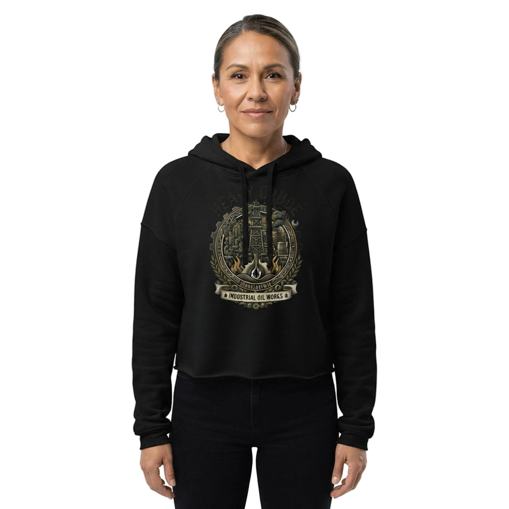 Heavy Crude Industrial Oil Works Cropped Hoodie