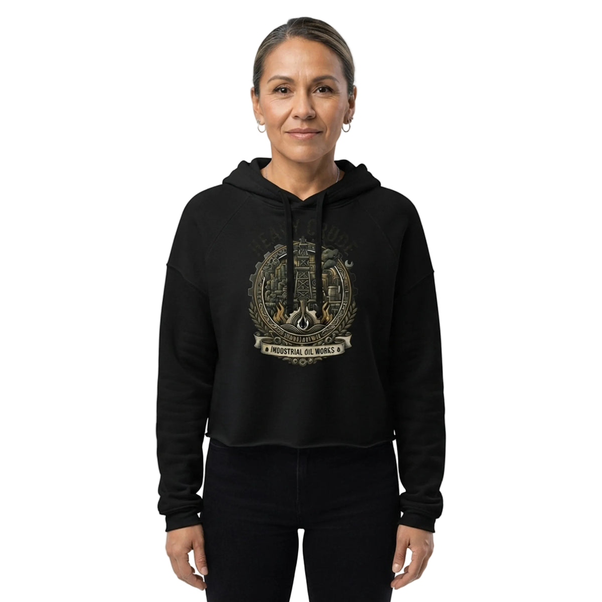 Heavy Crude Industrial Oil Works Cropped Hoodie