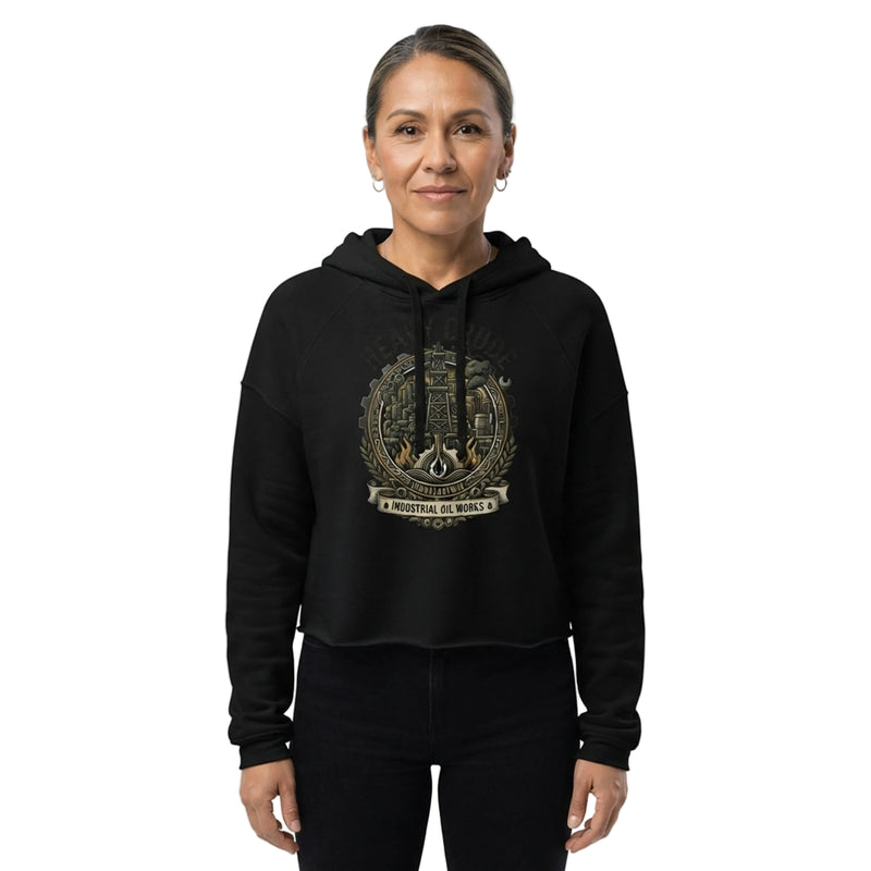 Heavy Crude Industrial Oil Works Cropped Hoodie