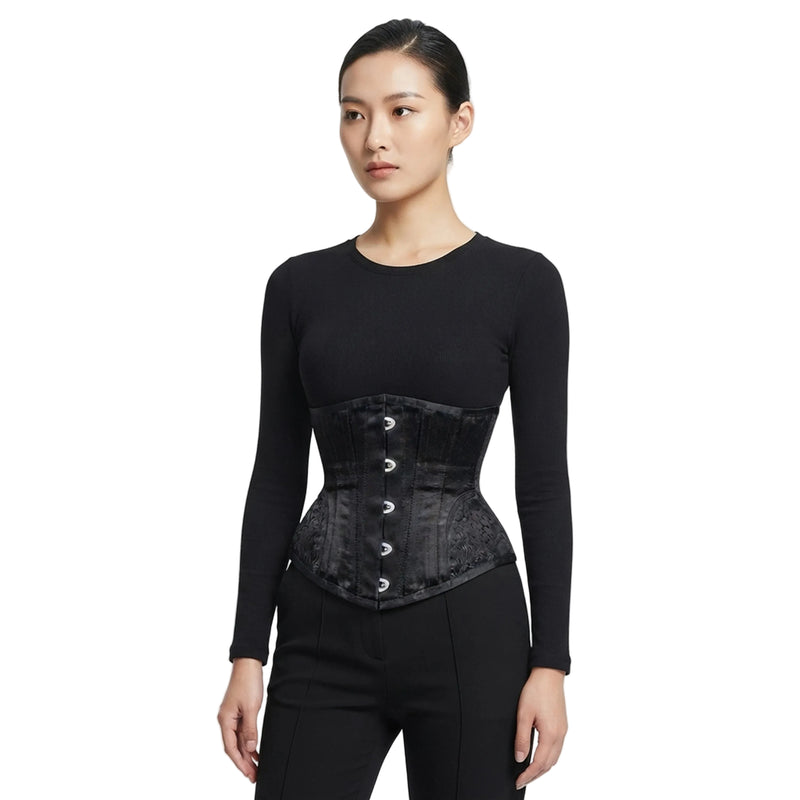 Womens Vintage Floral Jacquard Underbust Corset