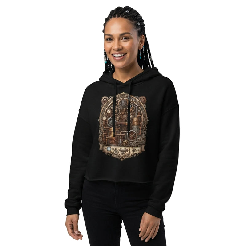 Steampunk Inventor Machinery Cropped Hoodie