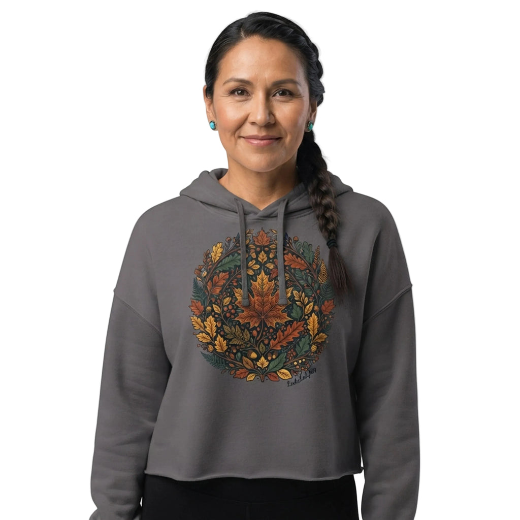 Autumn Maple Leaf Botanical Cropped Hoodie