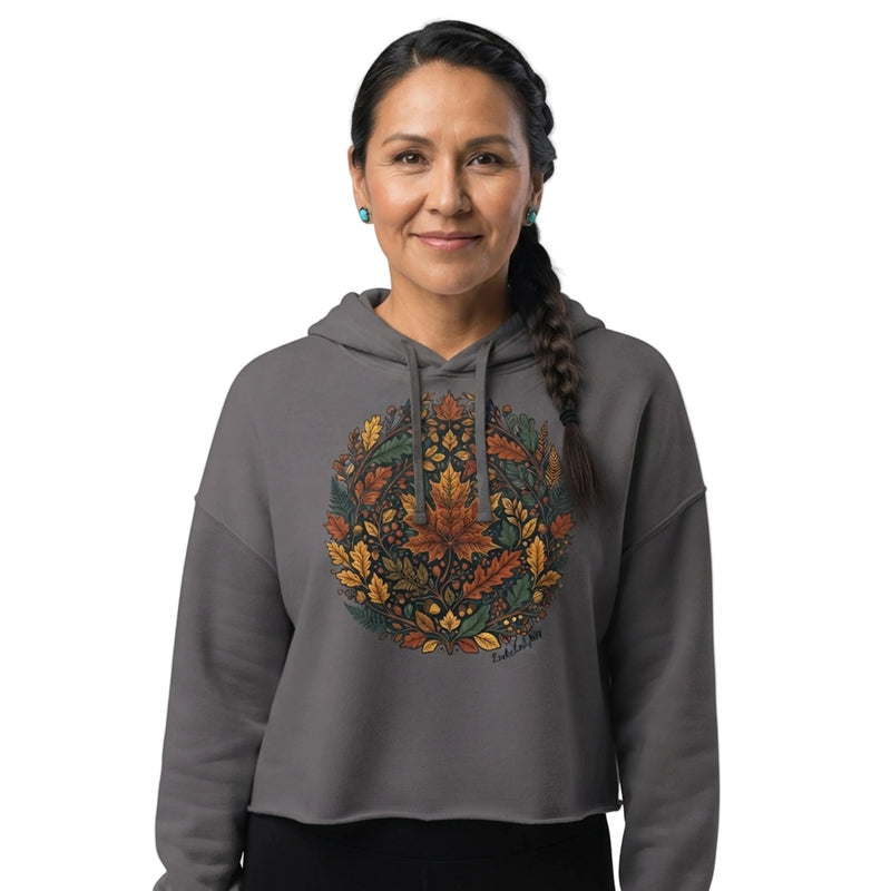Autumn Maple Leaf Botanical Cropped Hoodie