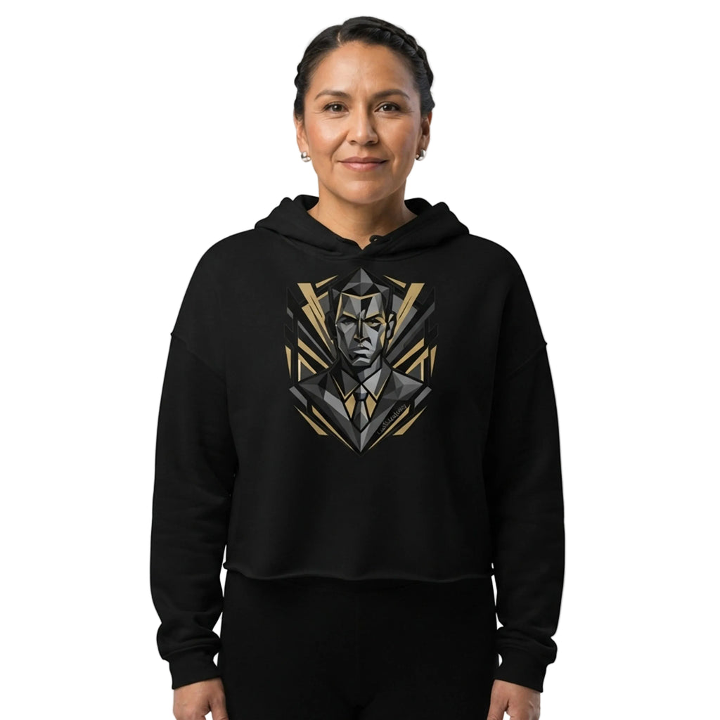Geometric Executive Portrait Women's Cropped Hoodie