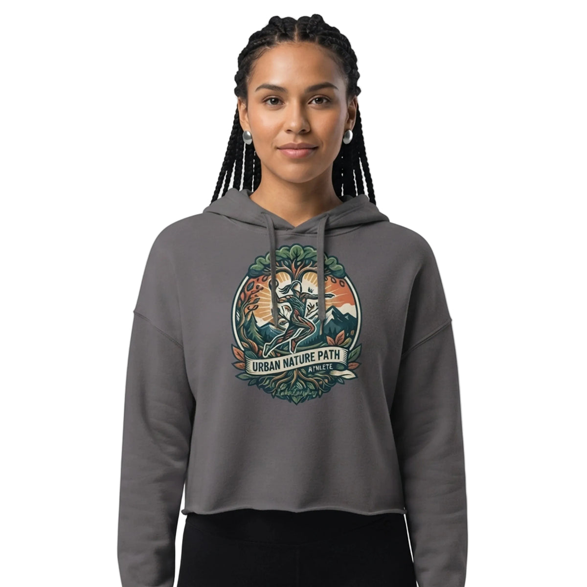 Urban Nature Path Athlete Cropped Hoodie