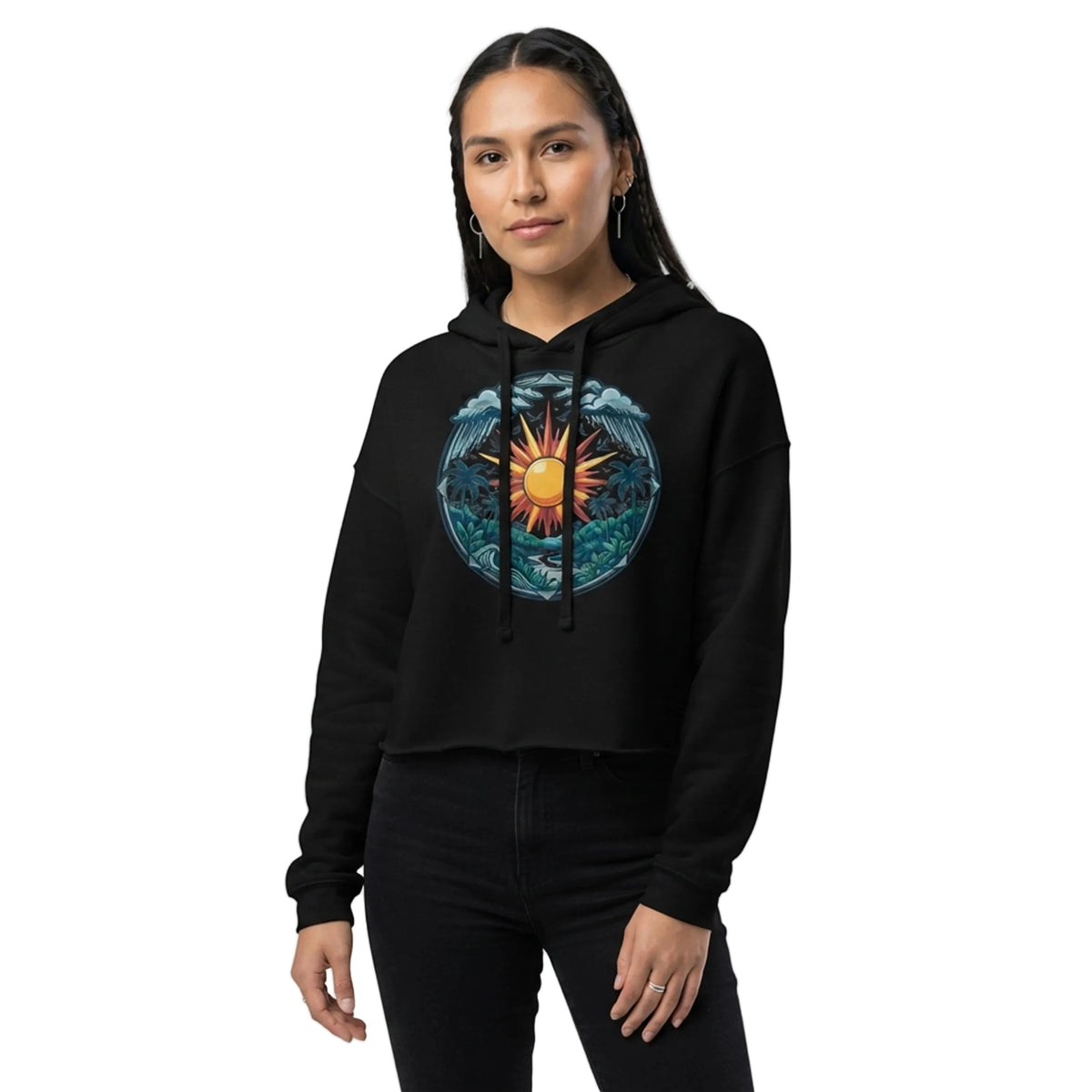 Tropical Sunstorm Paradise Women's Cropped Hoodie