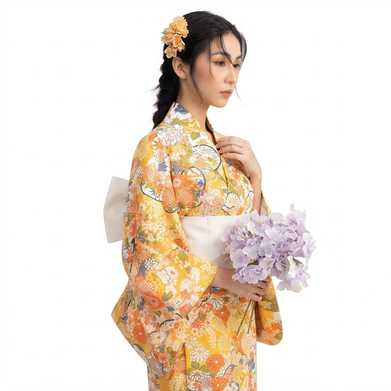 Traditional Japanese Kimono and Formal Yukata Dress