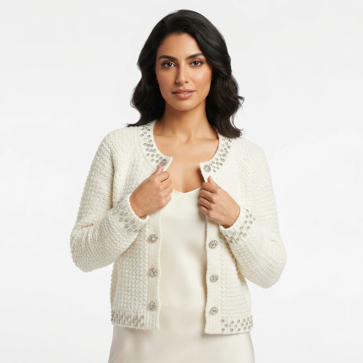 Elegant Solid Color Knitted Sweater Cardigan